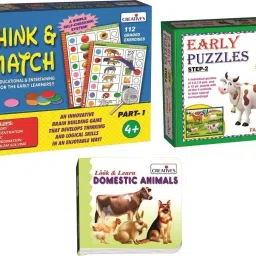 Early Puzzle Step2-Farm animnal +Board Book- Domestic Animal +Think and Match -I-19