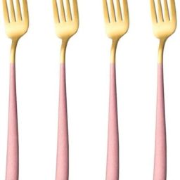 Golden Dining Tables Forks Cutlery Sets Heavy-Duty Home Kitchen Restaurant Pink Stainless Steel Dinner Fork Set-3