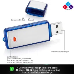 TFG SPY Pen Drive Shape USB Voice Audio Voice Recorder | USB Flash Rechargeable Light Does NOT Flashes While Recording | 8 to 10 Hours Recording When Fully Charged | SK-858 Spy Product 8 GB Voice Recorder image 4