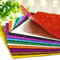 A4 Glitter Foam Sheet Sparkles (self Adhesive) 2 mm Thick 10 Different Color, for Art & Craft A4 100 gsm Coloured Paper-0