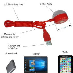 Flipkart SmartBuy Portable and Flexible for Notebook, Laptop, Power Bank Combo set of 1 USB Magnate Bulb with 1.5 meter long wire And1 Led Light image 2