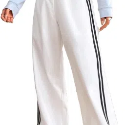 Women Loose Fit White Lycra Blend Trousers-image-39