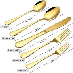 openzest Premium Gold Stainless Steel Spoon Set for Elegant Dining – Set of 1 (5Pcs) Stainless Steel Cutlery Set image 3