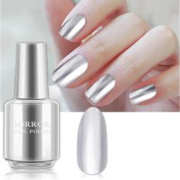 Longlasting Metallic Mirror Effect Nail Art Polish SILVER-image-8