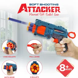 buddynjoy Manual Soft Bullet Gun Easy to Play , Long Shooting Range With Super Cool Shape Guns & Darts image 5