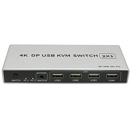 Tobo DisplayPort KVM Switch 2 Port 4K 60Hz USB and HDMI Switch for 2 Computers Share Keyboard Mouse Printer Monitor for Laptop,PC,Xbox HDTV, with 2X USB Cable,1x Switch Button Cable,1x Power Cable. - TD-510H image 1
