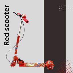 glenston red scooter Kids 3 Wheel Foldable Scooter with Height Adjustment & Led Light on Kids Scooter-picture-0
