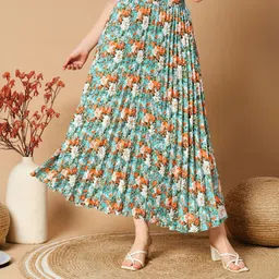otabu Women Floral Print A-line Blue Skirt-picture-12