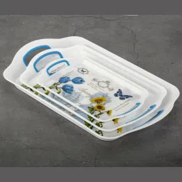 Plastic Printed Rectangular Serving Tray with Handle for Serving Tea & etc. Tray-12