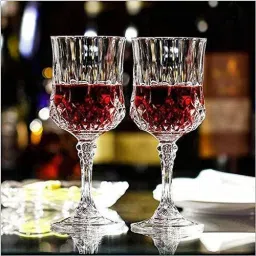 (Pack of 2) diamond cut red wine glasses Glass Set Wine Glass-2