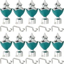 Light Blue Rod Rail Bracket, Curtain Knobs Metal-image-84