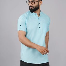 Men Solid Cotton Blend Straight Kurta-image-6