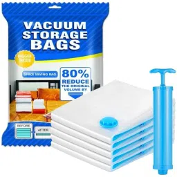 Space Saver (Pack Of 5) vacuum storage bags Save 80% on Clothes Storage Space Travel Storage Vacuum Bags-image-2