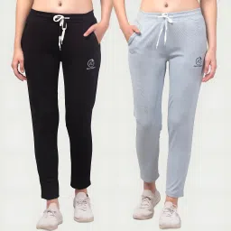 Pack of 2 Women Printed Black, Grey Track Pants-image-50
