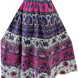 Women Printed Flared Multicolor Skirt-image-102