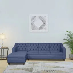 amberville from pepperfry Riosche Fabric RHS Sectional Sofa (3+ Lounger) in Navy Blue Colour-picture-12