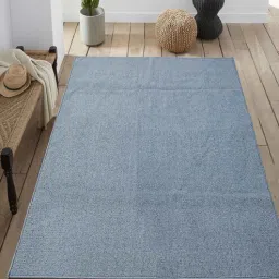 saral home Turquoise Solid Polypropylene 4 ft x 6 ft Hand Woven Carpet-picture-21