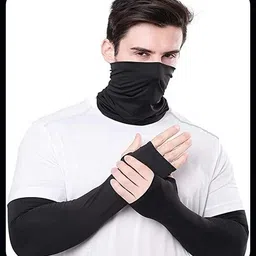 jai shri Bandana & Arm Sleeves for Dust & Sun Protection, Comes with Cool Lightweight_ Riding Gloves-picture-43