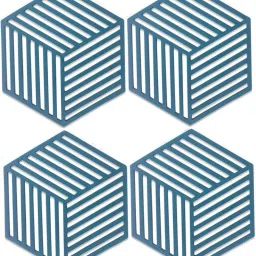 PVC Coaster Halka-A-line-Blue-4,Pack of 4 Silicone Trivet-24