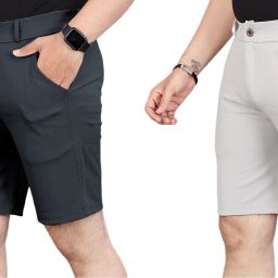 Pack of 2 Solid Men Grey, Silver Running Shorts-image-34