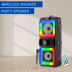 SACRO Pushpa(PORTABLE BLUETOOTH PARTY SPEAKER) 3D Sound With Karaoke Mic/RGB LightD409 40 W Bluetooth Party Speaker-picture-18