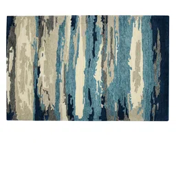 saraswatii global Navy Blue & Grey Abstract Hand-Tufted Woolen Carpets image 2