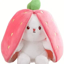 Fruit Rabbit Reversible Soft Toy with Zipper-Cute Rabbit Toy Gift for Baby Kids- 25 cm-31