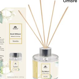 Ombre Reed Diffuser-100ml Vanilla With 5 Natural Sticks. Ideal for Office Cabins, Home, Office, Washroom, Brings Peace and Happiness . Diffuser-94