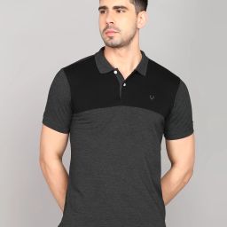 Men Colorblock Polo Neck Pure Cotton Grey T-Shirt-image-70
