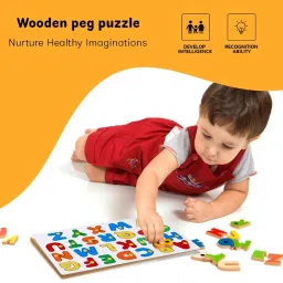 shalafi Combo Wooden Alphabets and Numbers Puzzle in Shape Toys Game Math Counting Board image 2