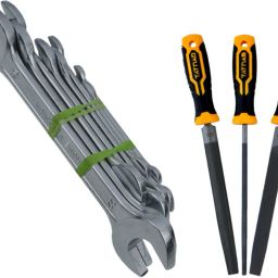 Combination Spanner Set with 3-Piece Hand File Set Hand Tool Kit-4