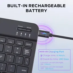 99Gems K555 Ultra-Slim Design MINI WIRELESS Bluetooth Handheld Tablet Keyboard Compatible with Desktop, Laptop, Tablet, iPad, Mac Easy to Use,Plug and Play,Quick, Comfy Durable body image 3
