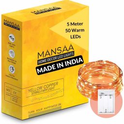 50 LEDs 5 m Gold, Yellow Steady Water Drop Rice Lights-image-7