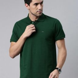harvard Men Solid Polo Neck Pure Cotton Green T-Shirt-picture-22
