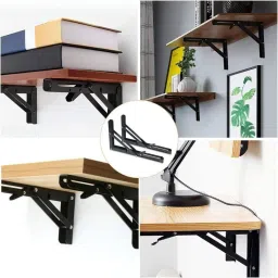 oxmeza Folding Shelf Brackets Heavy Duty Metal Collapsible Shelf Bracket for BenchTable 20 Shelf Bracket image 4