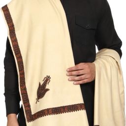 Royal-E-Kashmir Wool Embroidered Men Shawl-image-99