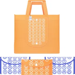 Pack of 4 Smile Foldable Grocery/Shopping Bags For Women | Orange & White Blue Pack of 4 Grocery Bags-image-28