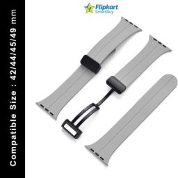 Flipkart SmartBuy Soft Silicon Magnetic Smart Watch Strap Belt for Ultra Watch 49 mm, Series 8 / 7 45 mm, Series 6 / 5 / 4 44 mm, Series 3 / 2 / 1 42 mm, T800 Ultra, Watch 8 Ultra, i8 Pro Max, W26, T800 Smart Watch Strap (Grey) Smart Watch Strap-10