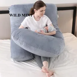 Ultra Soft J Shape Microfibre Solid Pregnancy Pillow Pack of 1-image-45
