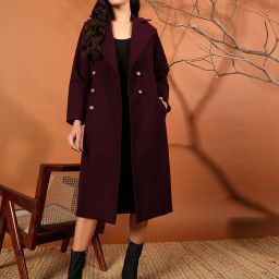 Woolen Solid Coat For Women-image-17
