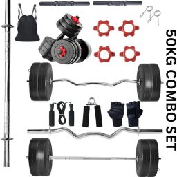 50 kg PVC 50KG Gym Combo – Barbell Rods, Dumbbells, Curl & Straight Rod Home Gym Combo-image-96
