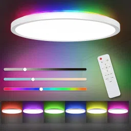 RGB Dimmable Led Flush Mount Ceiling Light with Remote, 12Inch 24W High Bright Ceiling Light Ceiling Lamp-17