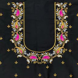 Unstitched Art Silk Blouse Material Embroidered-image-53