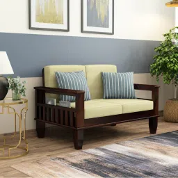 woodenmood Madhavi 2 Seater Wooden Sofa (Creame Colour, Walnut Finish)-picture-49