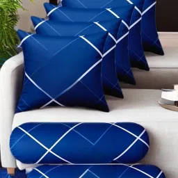 Combo Set Of 5 Cushion And 2 Microfibre Abstract Bolster Pack of 7-1