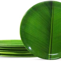 Banana Leaf Design Green Dinner Plate-image-32