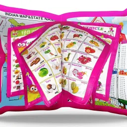 kids velvet education cushion book Pink Color-image-1