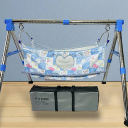 Stainless Steel Baby Cradle/ghodiyu With Flat Hammock With Mosquito Net-17