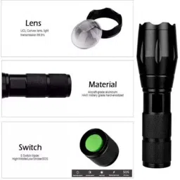 small sun 5 Modes Portable Bright Waterproof Long Range Focus Flashlight Black Portable Torchlight Torch image 3