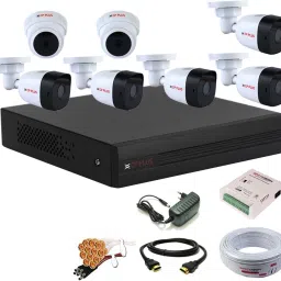 CP PLUS 8 Channal HD DVR 1080p 1Pcs,Bullet HD Camera Plug-n-Play Crystal IR LEDs for clearer Night Vision 2.4 MP 5Pcs,Dome HD Camera Plug-n-Play Crystal IR LEDs for clearer Night Vision 2.4 MP 2Pcs,combo set Security Camera-3